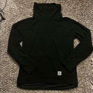 Black microgrid fleece Turtleneck Pullover